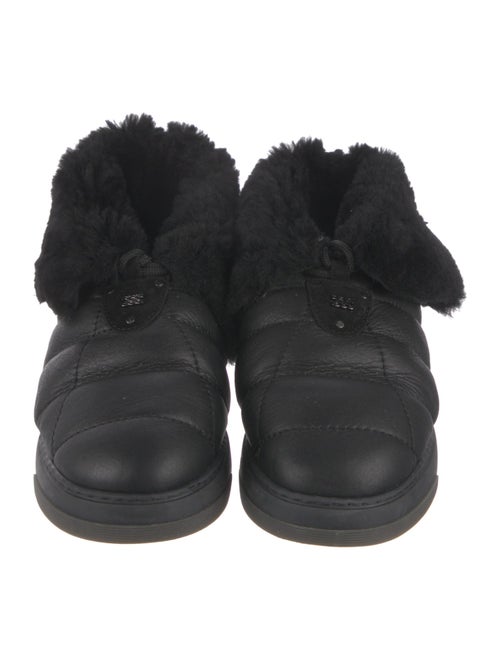 Casadei Leather Fur Trim Lace-Up Boots