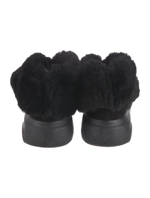 Casadei Leather Fur Trim Lace-Up Boots