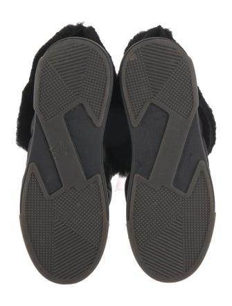 Casadei Leather Fur Trim Lace-Up Boots