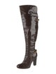 Casadei Patent Leather Chain-Link Accents Boots