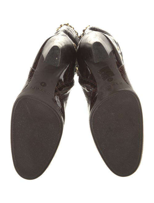 Casadei Patent Leather Chain-Link Accents Boots