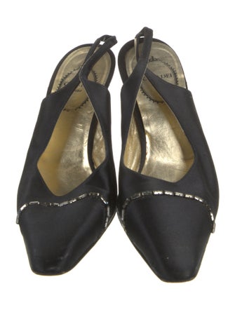 Casadei Satin Crystal Embellishments Mules