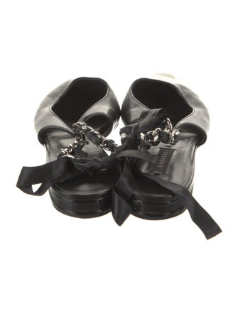 Casadei Leather Chain-Link Accents Slingback Flats