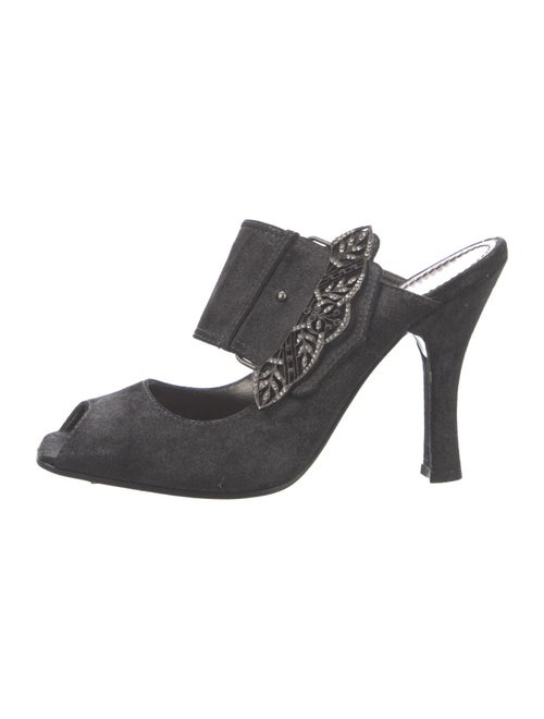 Casadei Suede Crystal Embellishments Slides