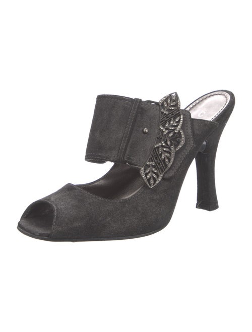 Casadei Suede Crystal Embellishments Slides