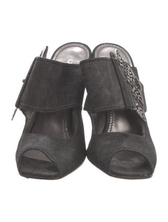 Casadei Suede Crystal Embellishments Slides
