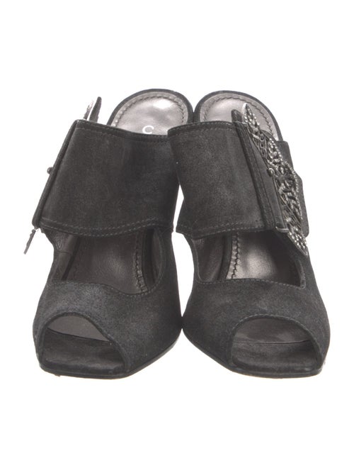 Casadei Suede Crystal Embellishments Slides