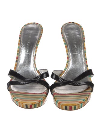 Casadei Leather Striped Slides