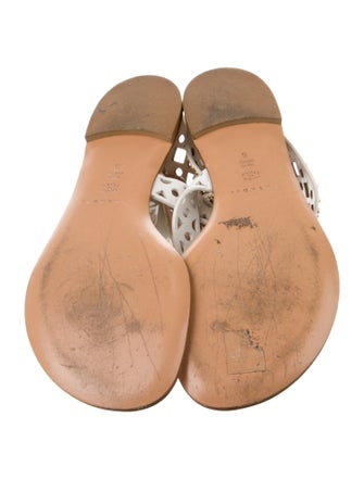 Casadei Leather Lasercut Accents T-Strap Sandals