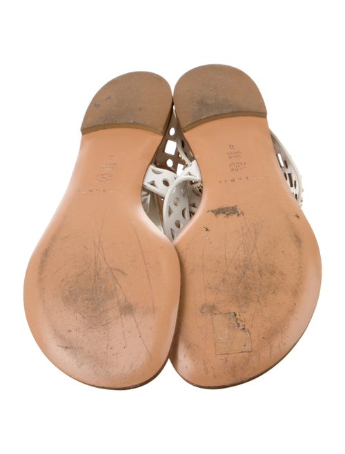 Casadei Leather Lasercut Accents T-Strap Sandals