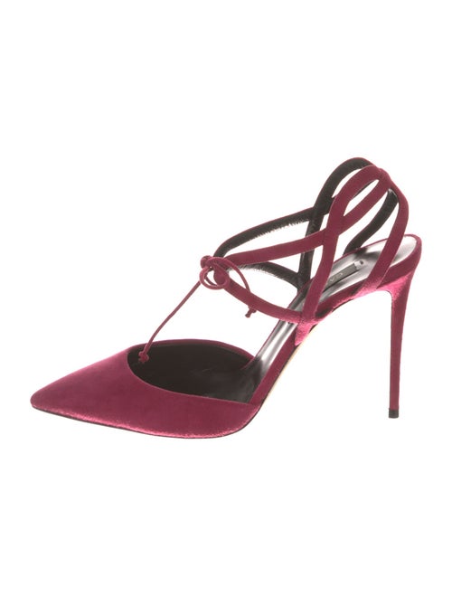 Casadei Suede Cutout Accent T-Strap Pumps