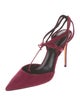 Casadei Suede Cutout Accent T-Strap Pumps