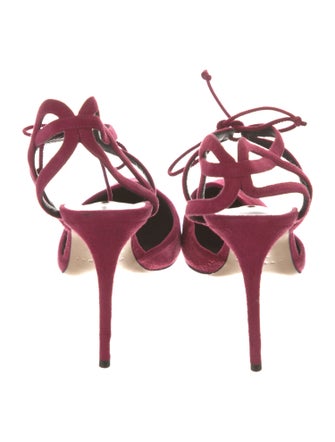 Casadei Suede Cutout Accent T-Strap Pumps