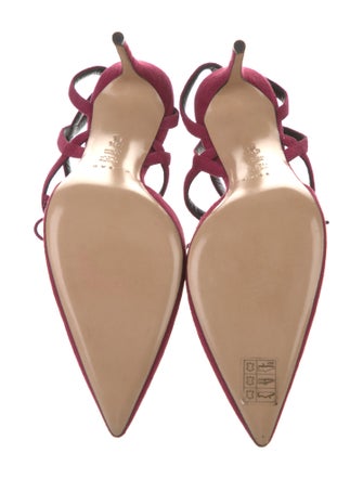 Casadei Suede Cutout Accent T-Strap Pumps