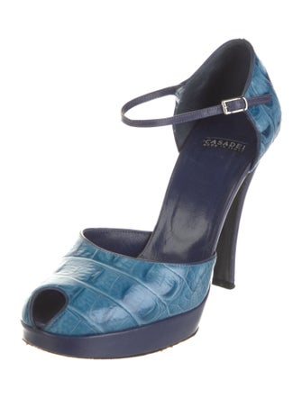 Casadei Leather Printed D'Orsay Pumps