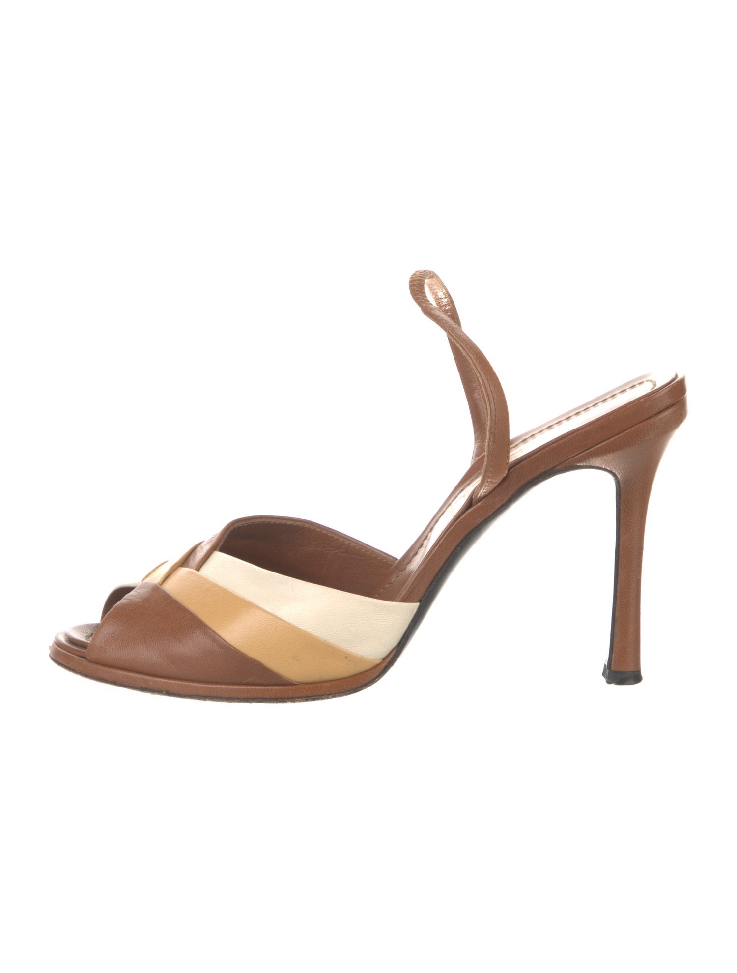 Casadei Leather Colorblock Pattern Slides