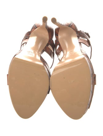 Casadei Embossed Leather T-Strap Sandals