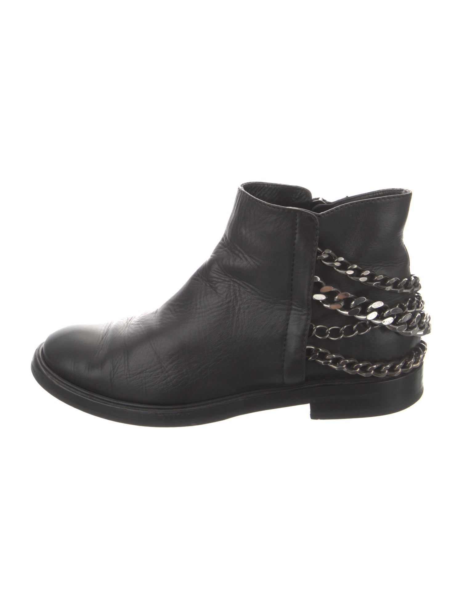 Casadei Leather Chain-Link Accents Moto Boots