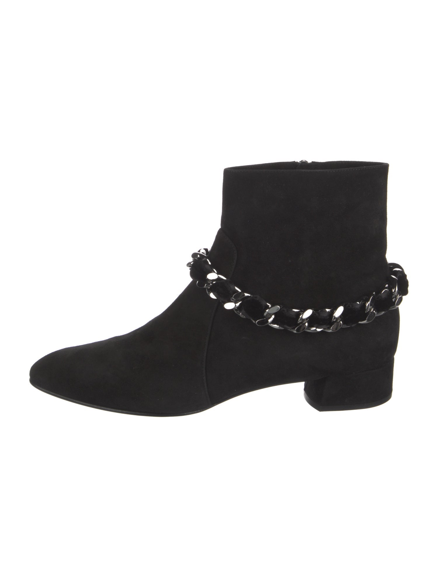 Casadei Suede Chain-Link Accents Moto Boots