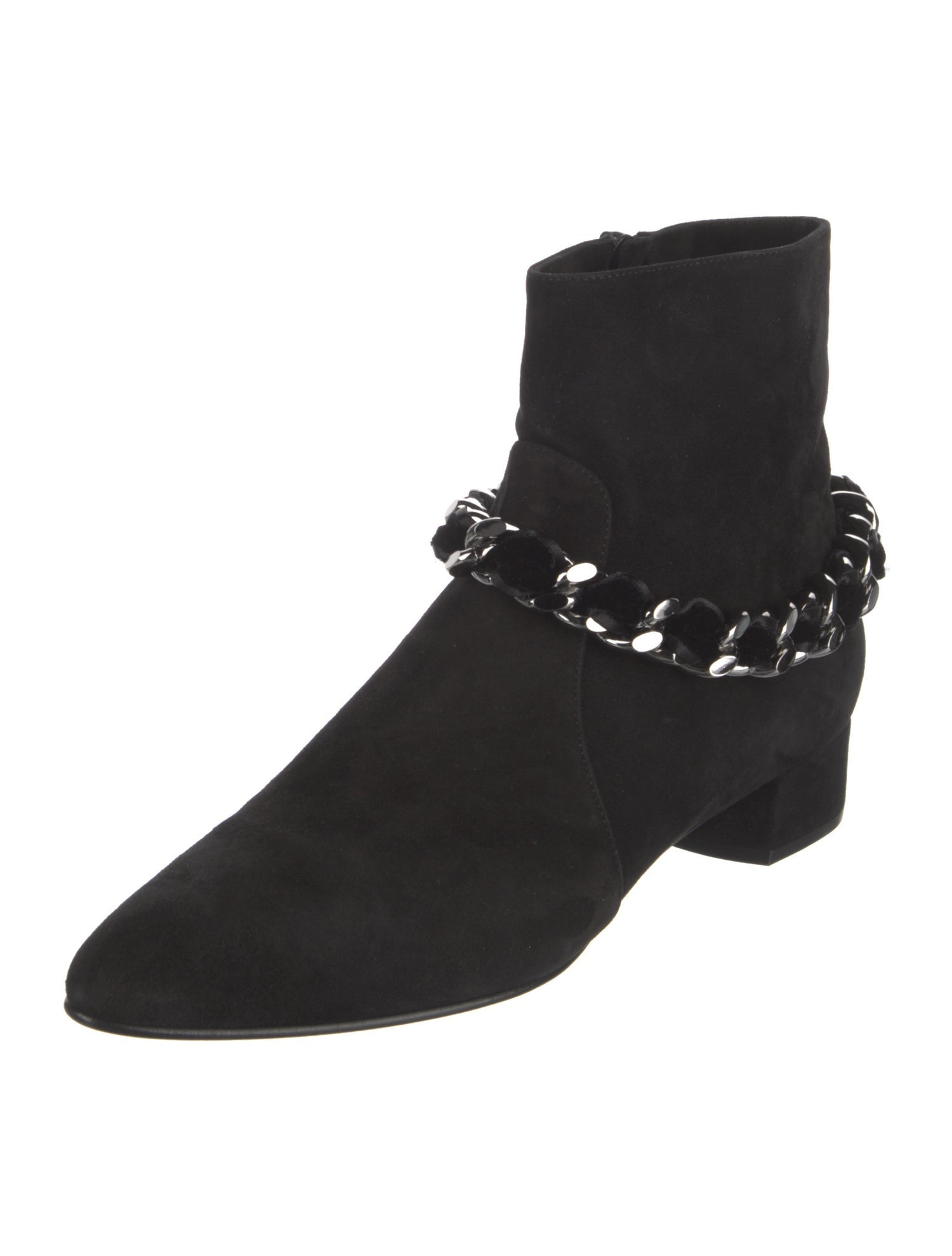 Casadei Suede Chain-Link Accents Moto Boots