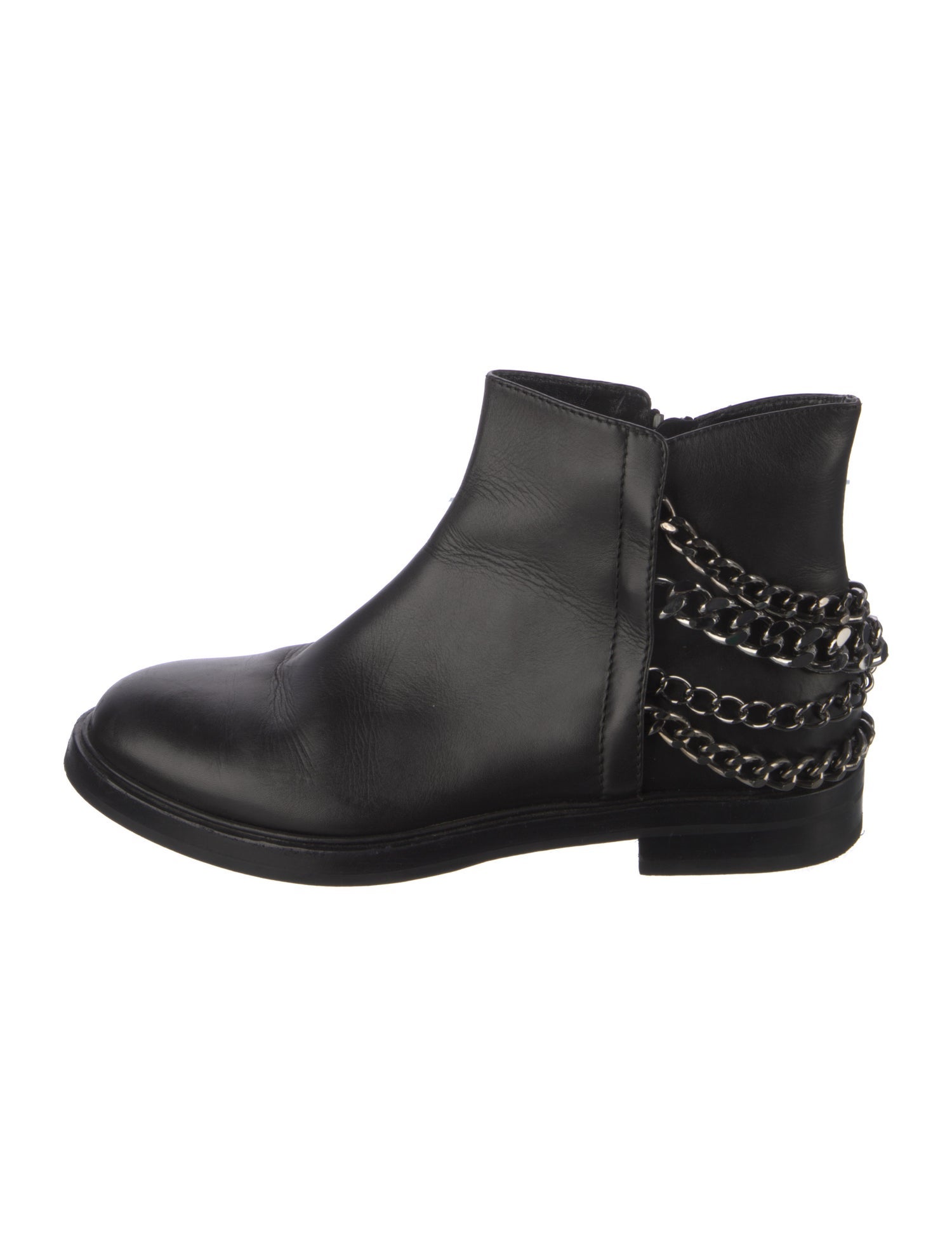 Casadei Leather Chain-Link Accents Chelsea Boots