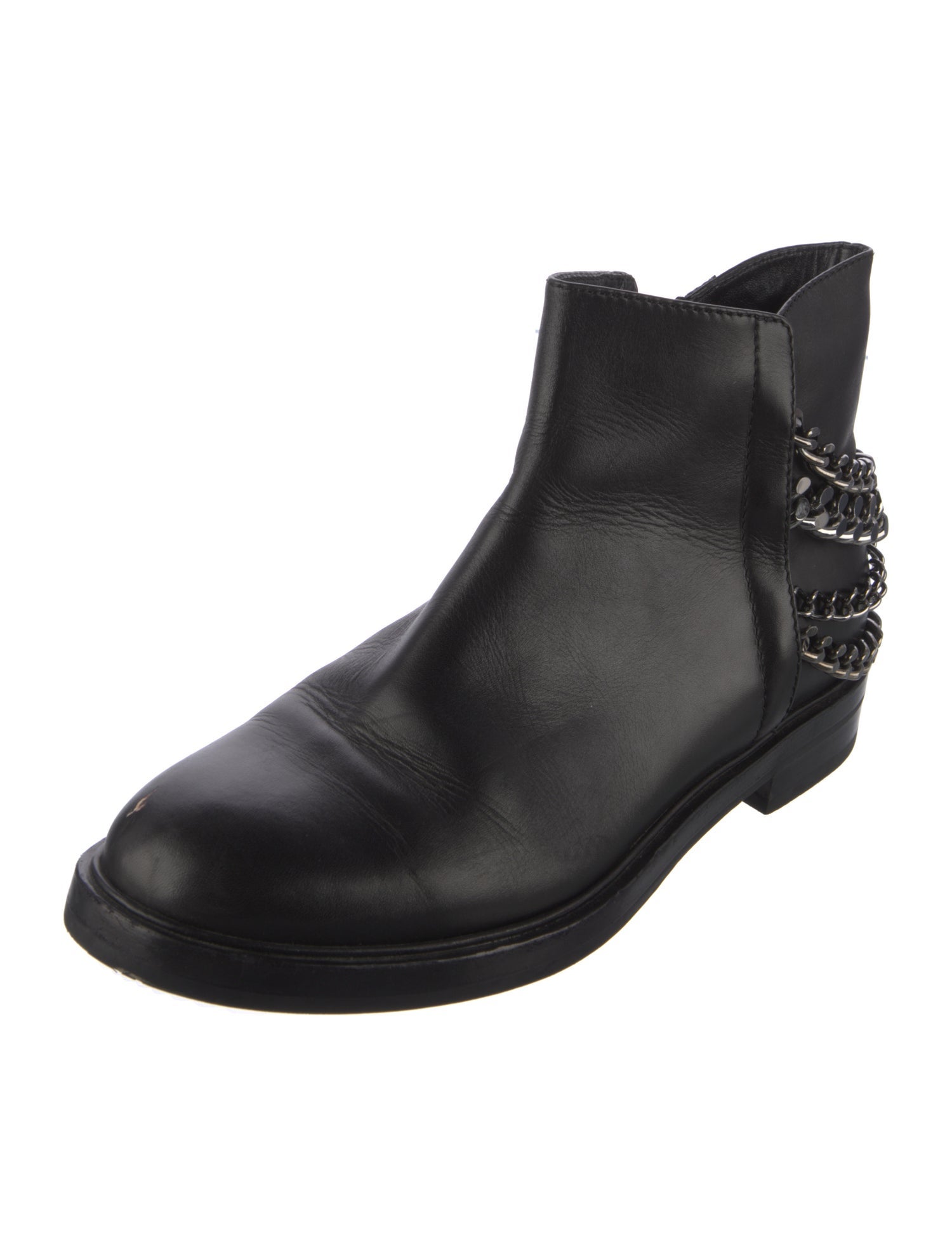 Casadei Leather Chain-Link Accents Chelsea Boots