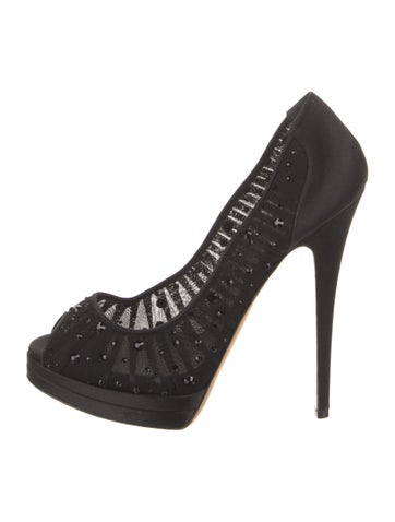 Casadei Pumps Satin Crystal Embellishments 9