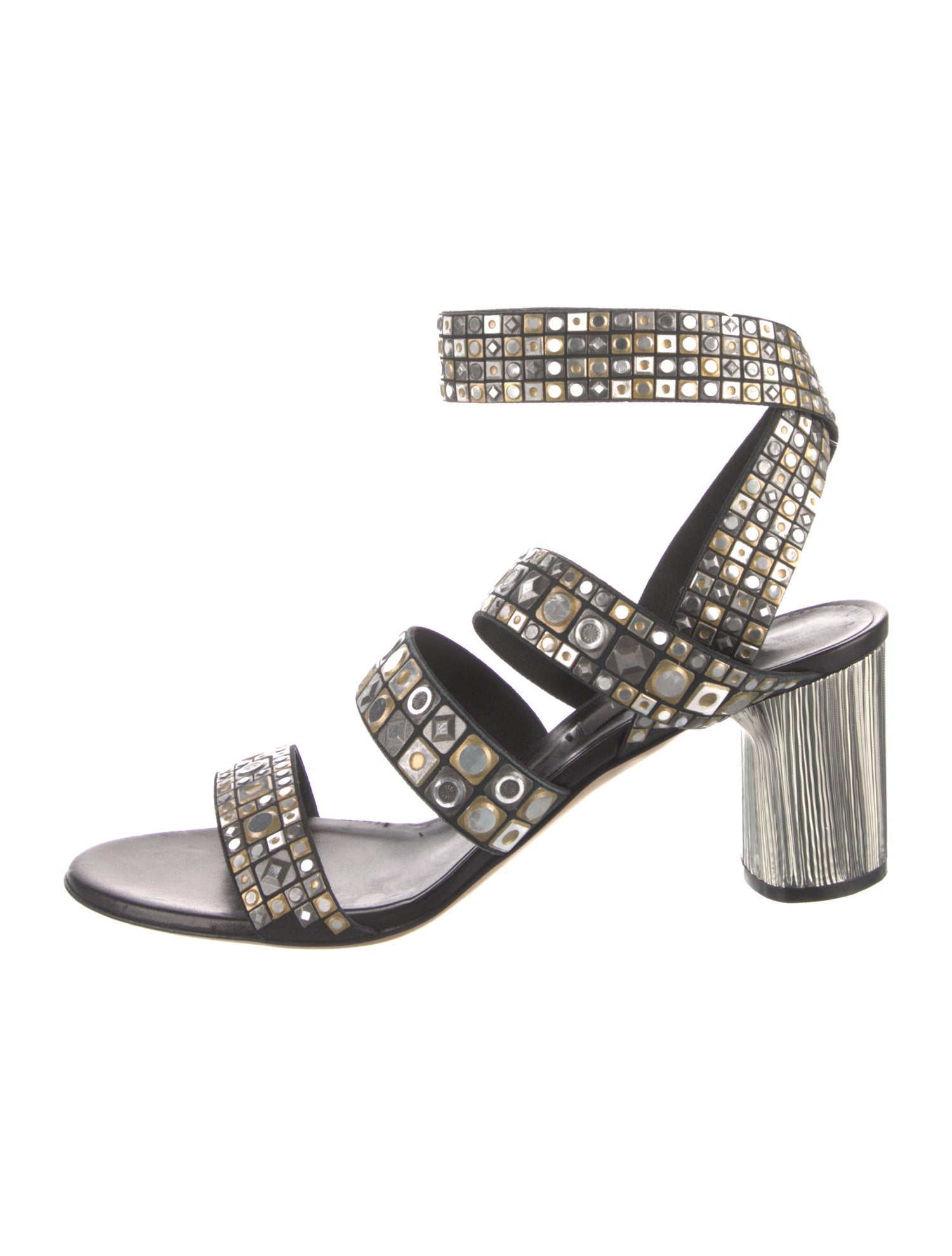 Casadei Leather Studded Accents Sandals