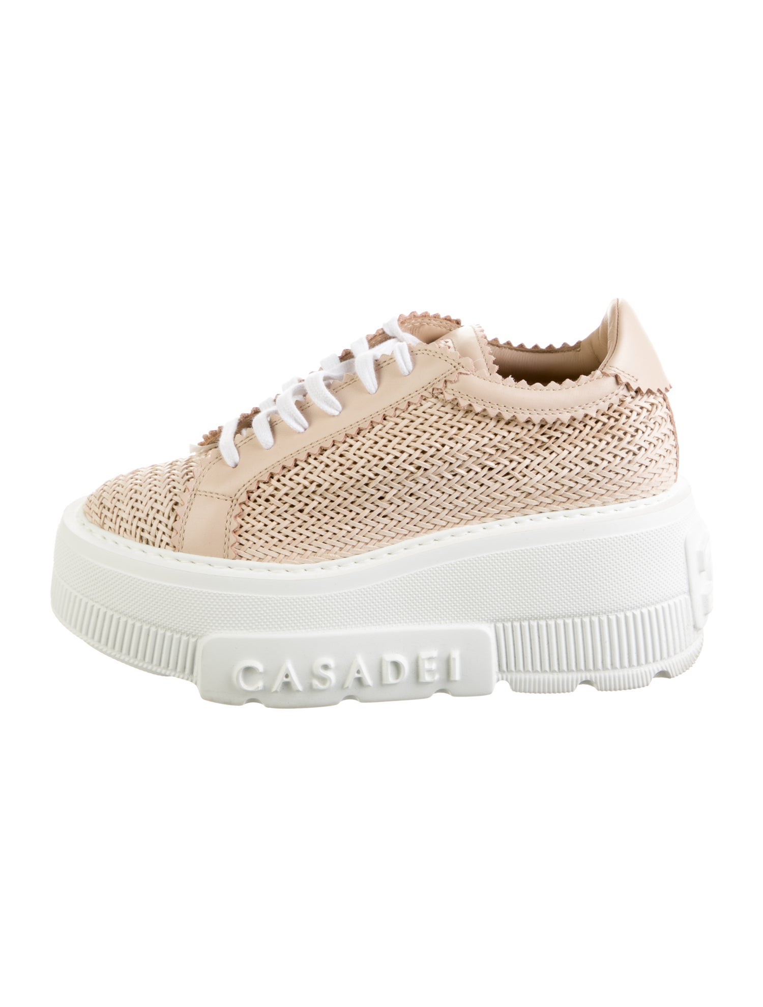 Casadei Leather Braided Accents Sneakers