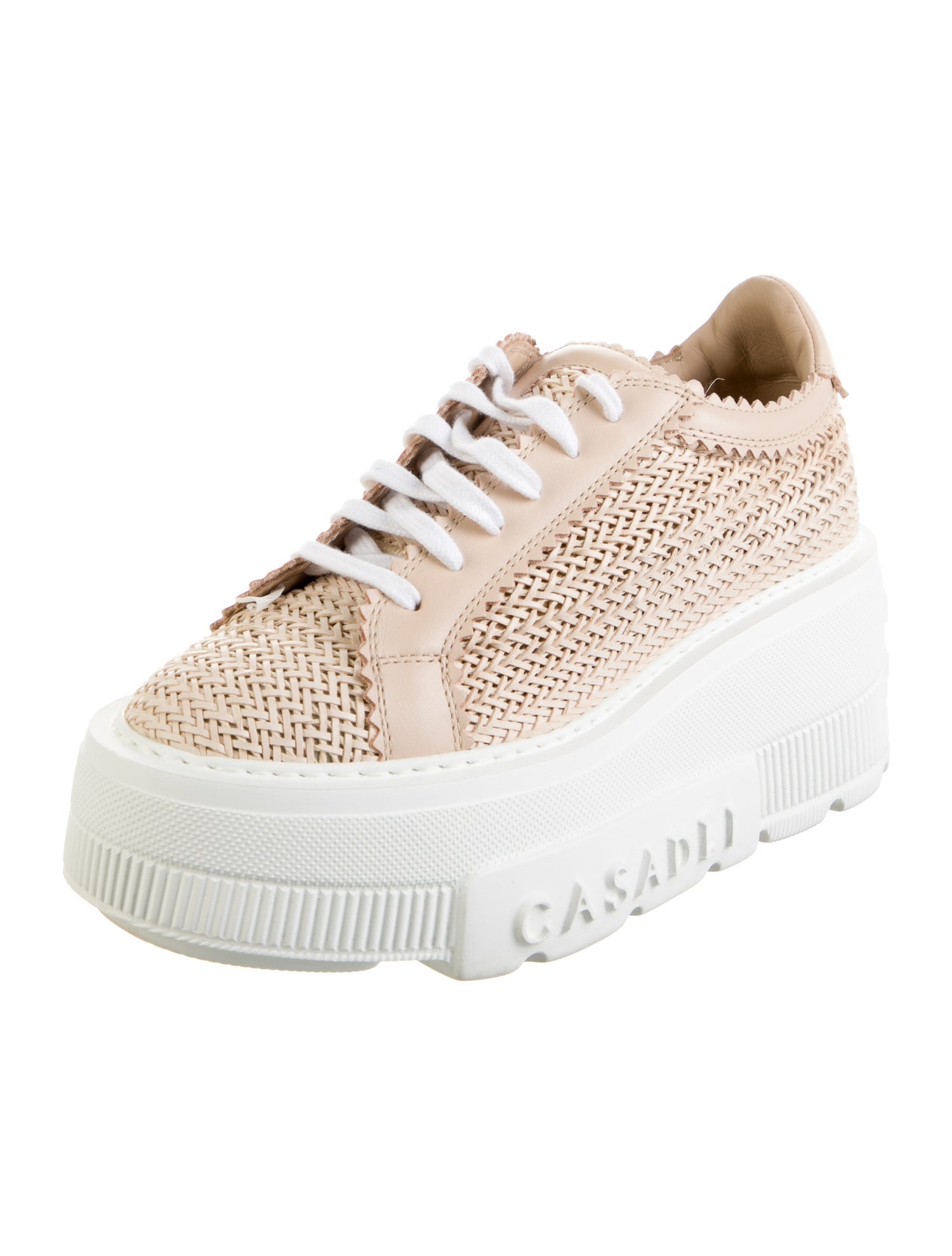 Casadei Leather Braided Accents Sneakers