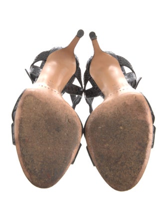 Casadei Patent Leather Animal Print T-Strap Sandals