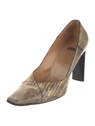 Casadei Embossed Leather Printed Pumps