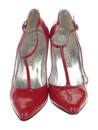 Casadei Patent Leather T-Strap Pumps