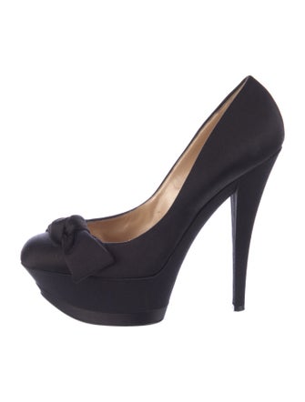 Casadei Satin Bow Accents Pumps
