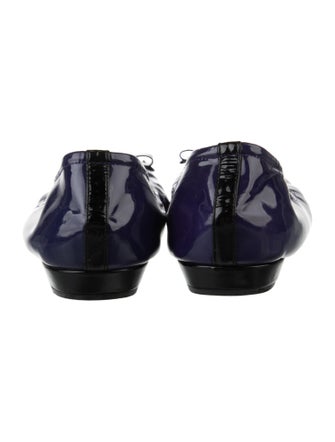 Casadei Patent Leather Bow Accents Ballet Flats