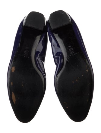 Casadei Patent Leather Bow Accents Ballet Flats