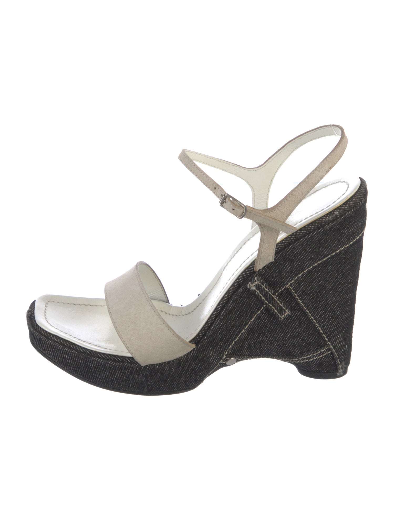 Casadei Denim Colorblock Pattern Sandals