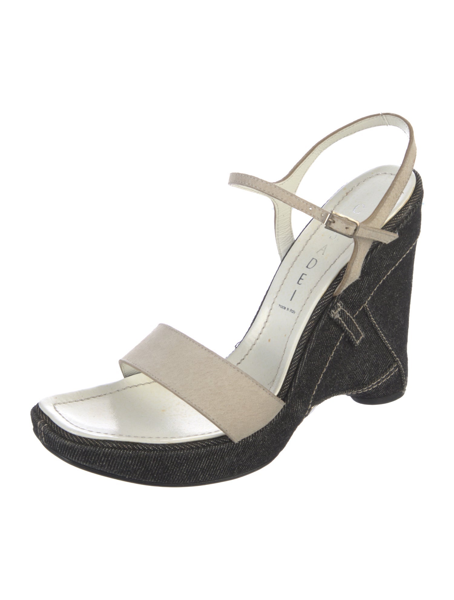 Casadei Denim Colorblock Pattern Sandals