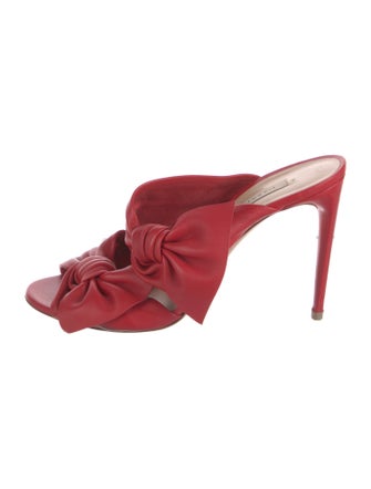 Casadei Leather Bow Accents Slides