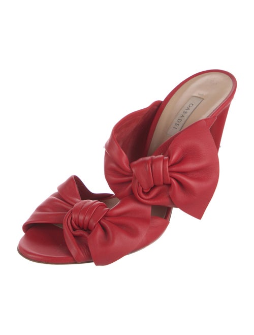 Casadei Leather Bow Accents Slides