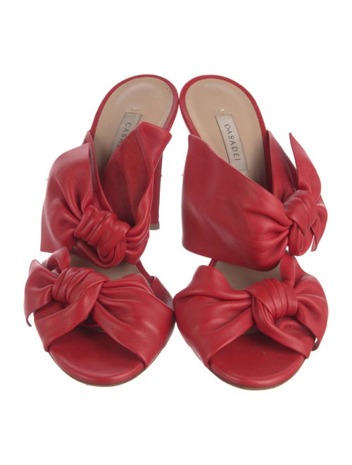 Casadei Leather Bow Accents Slides