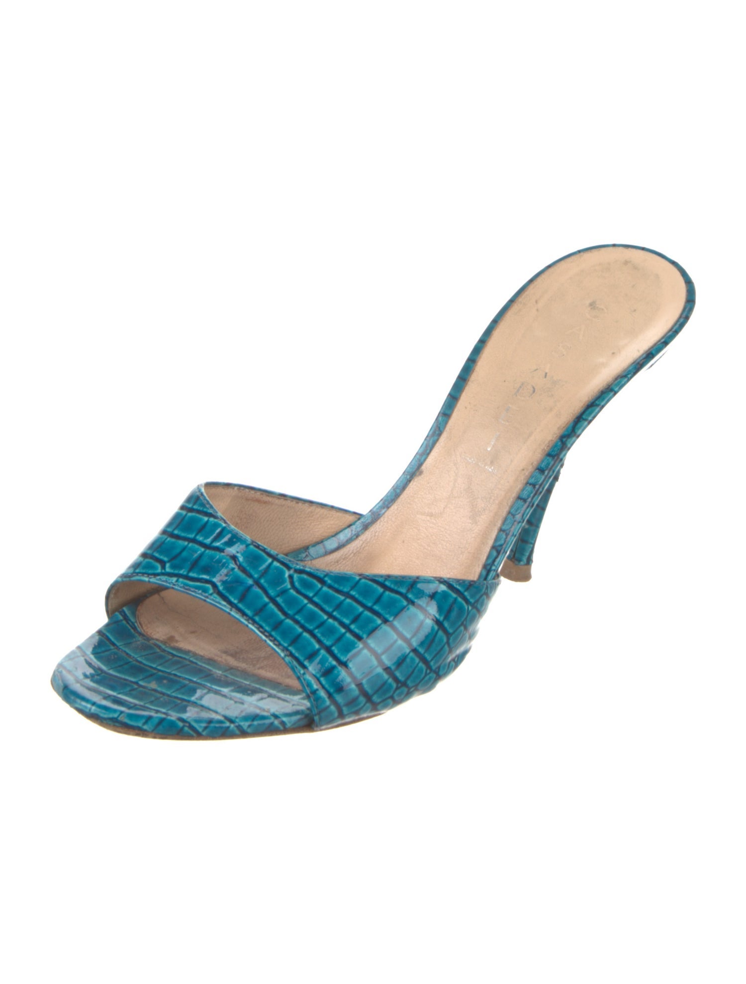 Casadei Leather Animal Print Slides