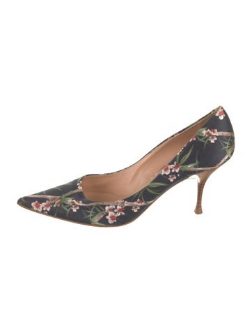 Casadei Pumps Satin Floral Print 9