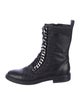 Casadei Leather Chain-Link Accents Combat Boots