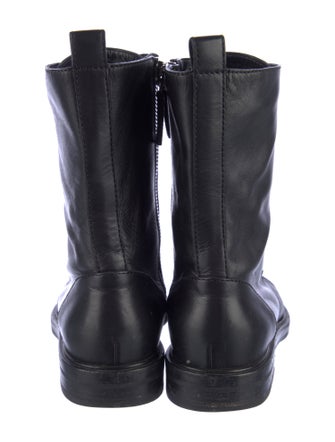 Casadei Leather Chain-Link Accents Combat Boots