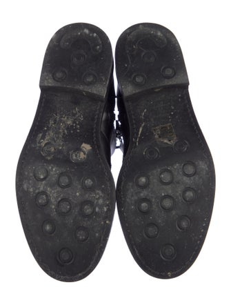 Casadei Leather Chain-Link Accents Combat Boots