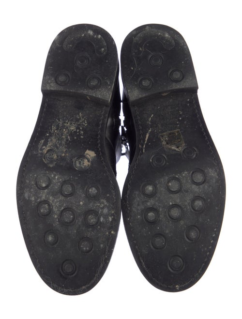 Casadei Leather Chain-Link Accents Combat Boots