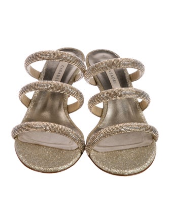 Casadei Glitter Animal Print Slides