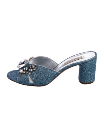 Casadei Glitter Crystal Embellishments Slides