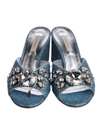 Casadei Glitter Crystal Embellishments Slides